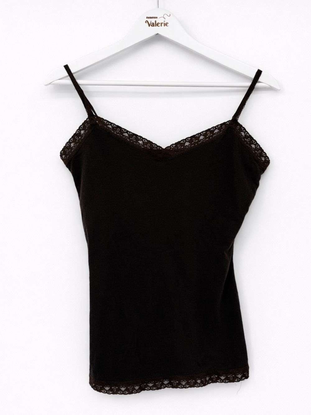 The Limited 2006 Brown Cotton Camisole Tank Top Cami Lace Size Medium Stretch